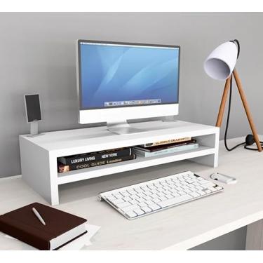 Imagem de Base para Monitor Mdf 52cm Ergonômico Mesinha Home Office Mesa Gamer Suporte Apoio P/ Tv Notebook(Simples,Branco)