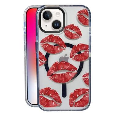 Imagem de Capa de batom vermelho para iPhone 15, compatível com MagSafe, capa fosca macia e fina, à prova de choque, antiimpressões digitais, antiamarelamento, antiarranhões, capa de telefone magnética para