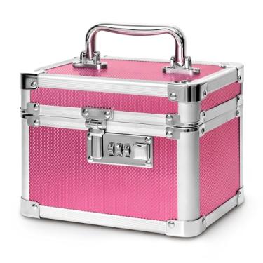 Imagem de SAFEPequenos cofres de combinação de medicamentos com código para itens pessoais, cofre de medicamentos para documentos - 17 x 12 x 13 cm rosa