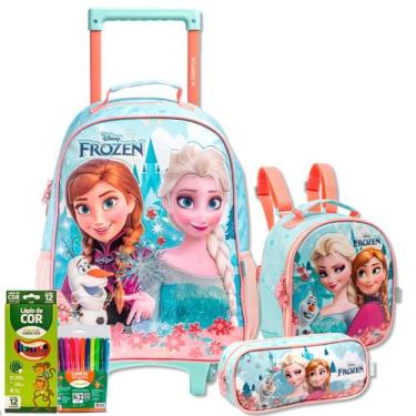Imagem de Kit Mochila Rodinha Frozen Original Disney Lancheira Estojo - Xeryus