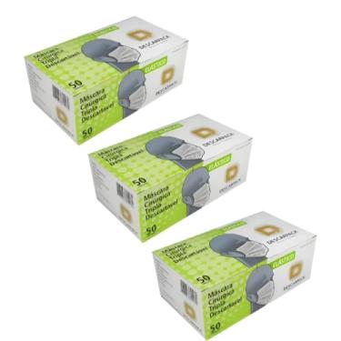 Imagem de Kit Com 3 Caixa De Máscara Descarpack Tripla Descartável Com Elástico Branca 150 Unidades