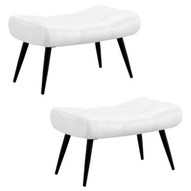 Imagem de Kit 2 Puffs Decorativos Para Sala De Estar Pés Palito Lord Facto Dunas Branco - Ibiza
