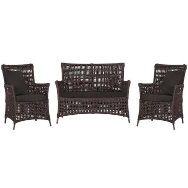 Imagem de Jogo Sofá E 2 Poltronas Igapó Alumínio Marrom E9 Trama Marrom