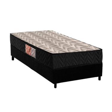 Imagem de Conjunto Box Solteiro: Colchão Espuma Paropas D28 Pasquale Black + Base Crc Suede Black (88x188)