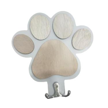 Imagem de ShengQuanHao Suporte de Parede para Coleira de Cachorro, Organizador para Acessórios Caninos, Suporte para Peitoral com Ganchos Duplos, Presente Ideal P, branco