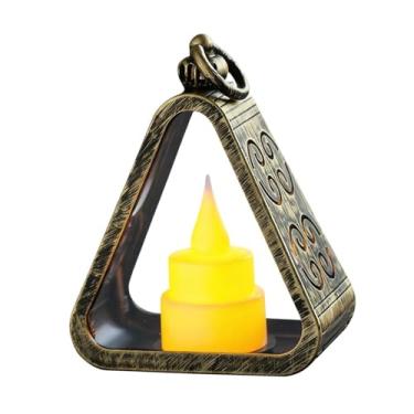 Imagem de Generic Luminária de cabeceira criativa, luminária de mesa triangular, luz noturna LED, luz ambiente para mesa de dormir, centro de mesa, armário de leitura, Bronze