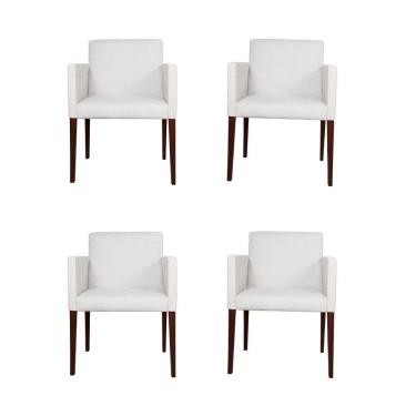 Imagem de Kit 4 Poltronas Nina Executiva Em Tecido Sintético - Branco - Cor: Branco