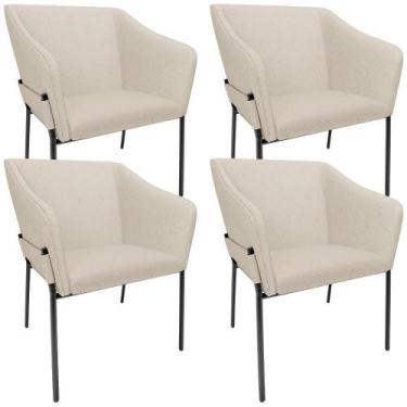 Imagem de Kit 4 Cadeiras Para Sala De Jantar Estar Living Olívia L02 Linho Bege 