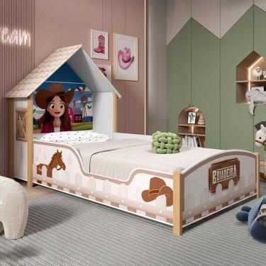 Imagem de Cama Infantil Boiadeira Casinha 100% Mdf Branco - Gelius