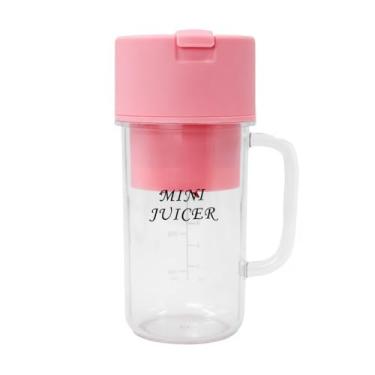 Imagem de Mini Liquidificador Portátil USB, Copo de Suco Elétrico com Caneca de 300ml, Rosa, Recarregável para Smoothies e Sucos
