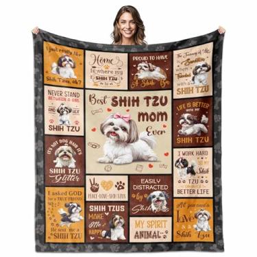 Imagem de Whasnrt Presentes Shih Tzu para mulheres, cobertor Shih Tzu Mom 152 cm x 127 cm, decoração de cachorro Shihtzu para amantes de Shihtzu presentes