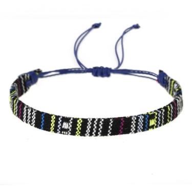 Imagem de Pulseira de tecelagem da amizade para mulheres e homens, tornozeleira colorida, ajustável, feita à mão, joia para presente, Medium, Nylon, Sem Pedra Preciosa