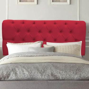 Imagem de Painel Cabeceira Estofada Paris 160cm Cama Box Queen Corino Vermelho- Mabe Magazine