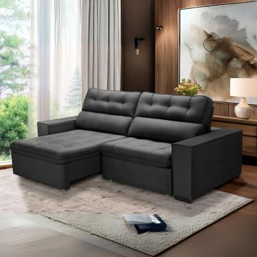 Imagem de Sofa Retratil Reclinavel 2 Lugares 2,50 Vitória Veludo Grafite Lansofbr