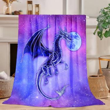 Imagem de Cobertor de dragão cobertor de flanela de pelúcia super macio, presentes para meninos, meninas, homens, mulheres, amantes, adultos, coisas para decoração de quarto de sofá-cama 101 x 127 cm