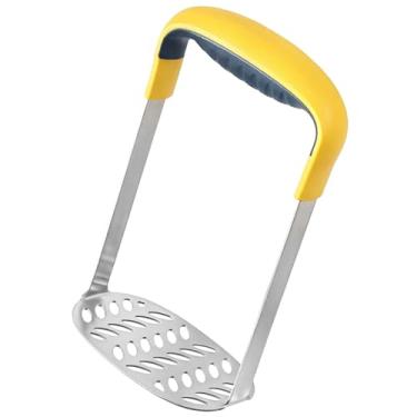 Imagem de Espremedor de batatas de aço inoxidável com cabo ergonômico, prensa mais rica ideal para comida de bebê, purê de legumes e frutas