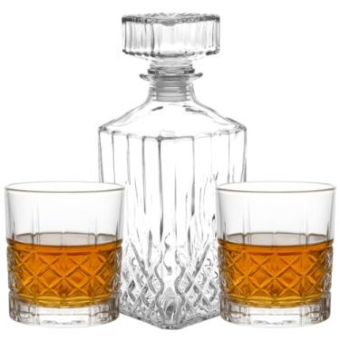 Imagem de Kit Licoreira Garrafa De Vidro Para Whisky + Copos De Whisky Mini Bar Em Casa Decoração Uisque Whiskey Frasco