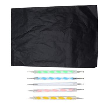 Imagem de Papel vegetal Papel de transferência de papel carbono 100 folhas tamanho A4 com 5 canetas Stylus em relevo para desenho em madeira, vidro, papelão e tecido