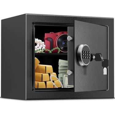 Imagem de CDC DIGI Cofre seguro de 3 metros cúbicos, cofre de segurança digital antirroubo com teclado eletrônico e chave, cofres à prova de fogo para documentos domésticos, dinheiro de remédios de armas de
