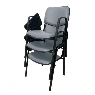 Imagem de 03 Cadeiras Universitárias Linha Hotel Auditório Cinza