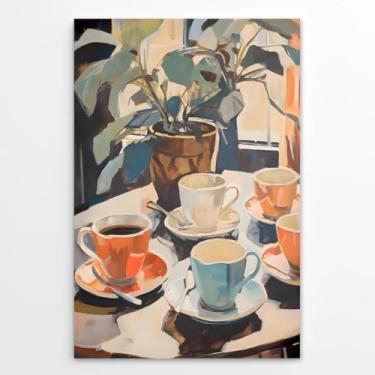 Imagem de Arte de parede de café retrô pintura em tela vintage pôster de comida de viagem bar carrinho decoração aconchegante arte de cozinha para casa café quarto decoração de parede 20 x 30 cm sem moldura