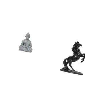 Imagem de Fenteer Escultura de Macaco de Buda, Miniatura Colecionável para Pátio de Hotel, Quintal com Ornamentos de Estátua de Cavalo, Escultura para Paisagem de Quart