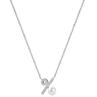 Imagem de Colar feminino elegante com pérola natural, zircão e pingente de prata esterlina S925, corrente ajustável de 45 cm, joia de prata mínima para presente