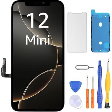Imagem de LL TRADER Substituição de tela para iPhone 12 Mini LCD Retina 5,4'' FHD Display COF Touch Screen digitalizador com kits de ferramentas de reparo, fita impermeável, protetor de tela 2025 Novo para os