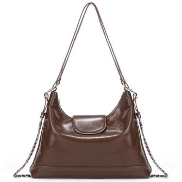 Imagem de Goinsound Bolsas transversais para mulheres: Bolsa tiracolo de couro vegano com bloqueio de RFID com clipe antifurto, Marrom