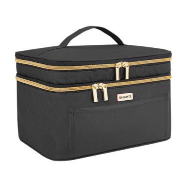 Imagem de Bolsa de maquiagem BAFAMYE 8,8 L de dupla camada de viagem  preta