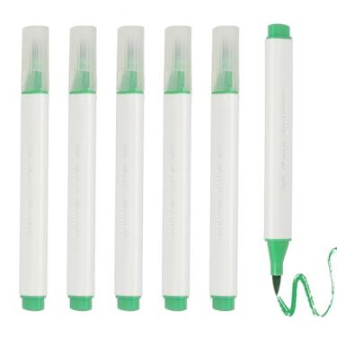 Imagem de PATIKIL Caneta de aquarela de arte, 6 peças, caneta de aquarela triangular de ponta macia para escritório, artesanato, álbuns, escrita, diário, desenho, caligrafia, verde grama