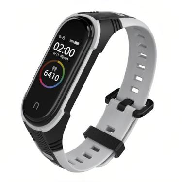 Imagem de UPZOBU Pulseira de substituição para Xiaomi Mi Band 5/Mi Band 6/Mi Band 7/Amazfit Band 5 Fitness Tracker Pulseira inteligente de borracha (cinza)