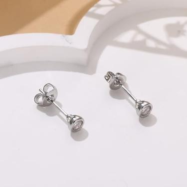 Imagem de Brincos femininos de zircônia cúbica banhados a ouro 18 quilates de zircônia cúbica redonda de 5 mm, brincos de cartilagem estilosos, joias de presente de aniversário para ela, Silver/Black, Aço