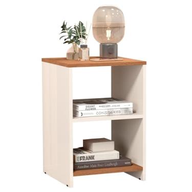 Imagem de Mesa de Cabeceira Com Prateleiras Multiuso Quarto Soliteiro Casal (OFF FREIJÓ)