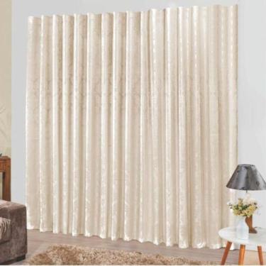 Imagem de Cortina Tropical Em Jacquard 4,00 X 2,70 Trilho Suisso Palha - Top Chi