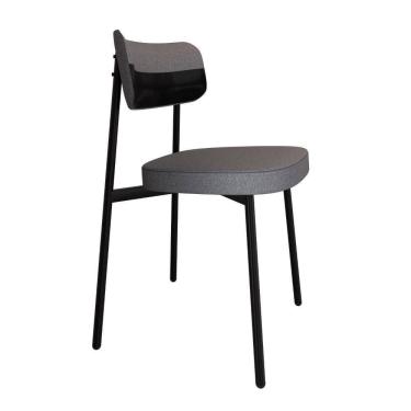 Imagem de Cadeira Alloa Fixa Com 4 Pés 50 X 44,7 X 83,8 Cm Com 1 Un. Corriente Cinza - Courino Preto