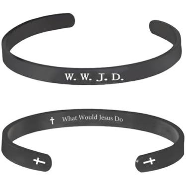 Imagem de COLORFUL BLING Presentes inspiradores de aço inoxidável para mulheres WWJD pulseira religiosa pulseira presentes cristãos, 1, Resina, Sem Pedra Preciosa