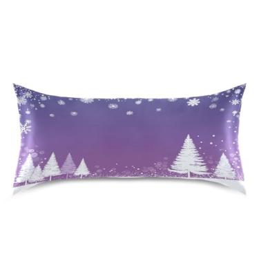 Imagem de ATTX Fronha de almofada branca para árvores de Natal com fecho de envelope para cabelo e pele, macia, respirável, lisa, ambos os lados, capa de almofada de seda refrescante (King 50 x 101 cm, 1 peça