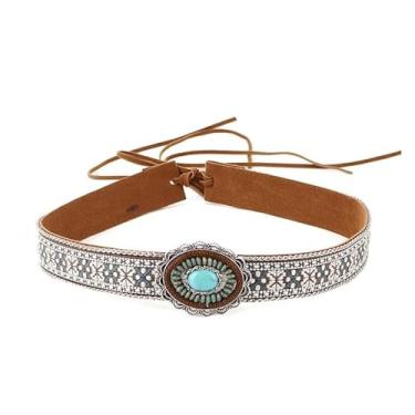 Imagem de Pulseiras para chapéu de caubói de couro clássico, cintos étnicos rurais ocidentais para mulheres e homens, cowgirl, Multicor, tamanho �nico