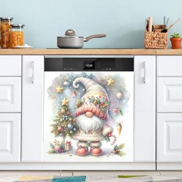 Imagem de ATTX Capa de ímã de lava-louças de gnomo de Natal, 58 cm C x 66 cm A decoração da capa frontal da máquina de lavar louça, decalques de armário doméstico adesivos de eletrodomésticos #541