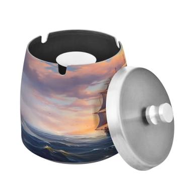 Imagem de Blueangle Cinzeiro de veleiro com tampa para cigarros, à prova de vento/chuva, aço inoxidável, sem fumaça, inodoro, cinzeiro para uso interno ou externo (516)