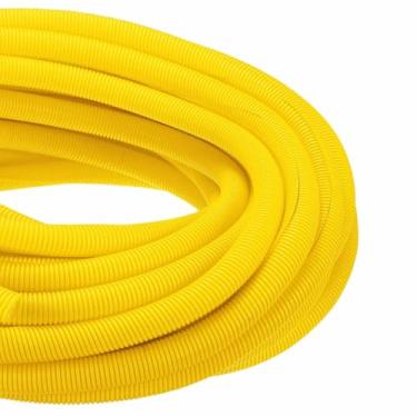 Imagem de DMiotech Tubo dividido de tear de fio de 30,5 m, protetores de cabo de conduíte flexível para animais de estimação para escritório, casa, jardim, amarelo