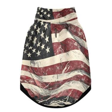 Imagem de SEHANY Casaco de cachorro com bandeira americana para cães pequenos, superquente, à prova de vento, jaqueta macia e aconchegante para animais de estimação, moletom para clima frio na neve com furo de