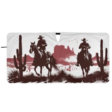 Imagem de Blueangle Guarda-sol para para-brisas Western Desert Cowboy - 149.9 cm x 76.2 cm Dobrável Carro Frontal Para-sol Blocos Raios UV Viseira de sol (761)