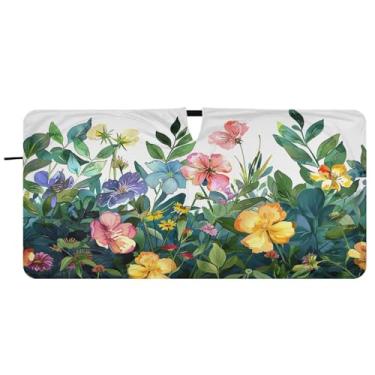Imagem de Blueangle Sombra solar para para-brisa de ervas e flores coloridas - 149,9 cm x 76,2 cm dobrável para janela dianteira do carro bloqueia raios UV viseira de sol (20)