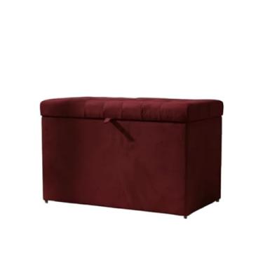 Imagem de Puff Baú Decorativo Estofado C/pistão á gás 68 cm 100% MDF(VINHO,Rodizios c/travas)
