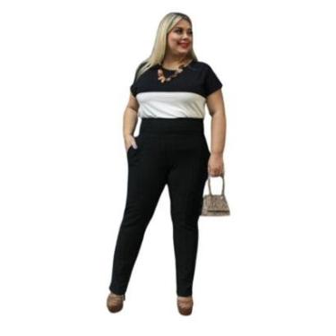 Imagem de Calça Plus Size Legging Montaria Gorgurão Tecido Canelado Bolsos-Feminino