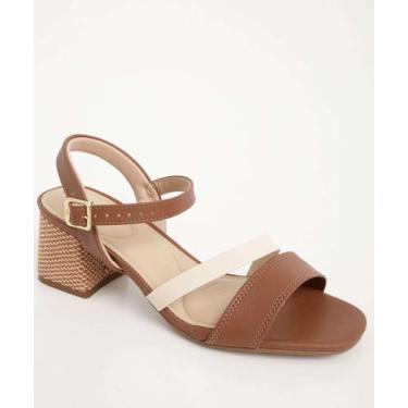 Imagem de Sandália Feminina Salto Grosso Trabalhado Modare-76166, Marrom, 35