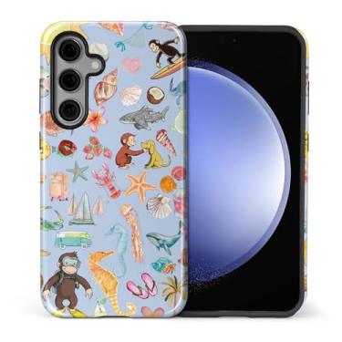 Imagem de CARLOCA Capa para Samsung Galaxy S24 FE, design de concha de praia de verão de macaco híbrido proteção dupla TPU macio + PC rígido, à prova de choque, antiarranhões, capa protetora masculina e