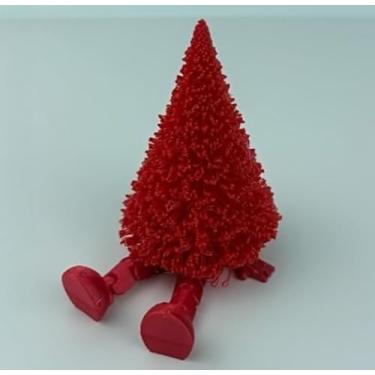 Imagem de Enfeite de árvore de Natal, feito de material de plástico/resina ajustável e durável, adequado para casa, escritório, peitoril da janela e decoração de mesa (vermelho)